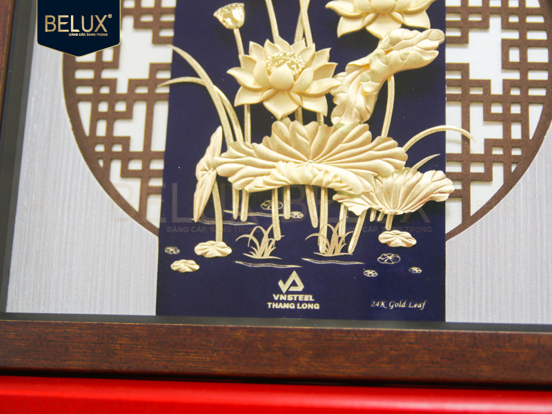 Lô 120 tranh hoa sen dát vàng 24k 30x30cm thiết kế theo yêu cầu